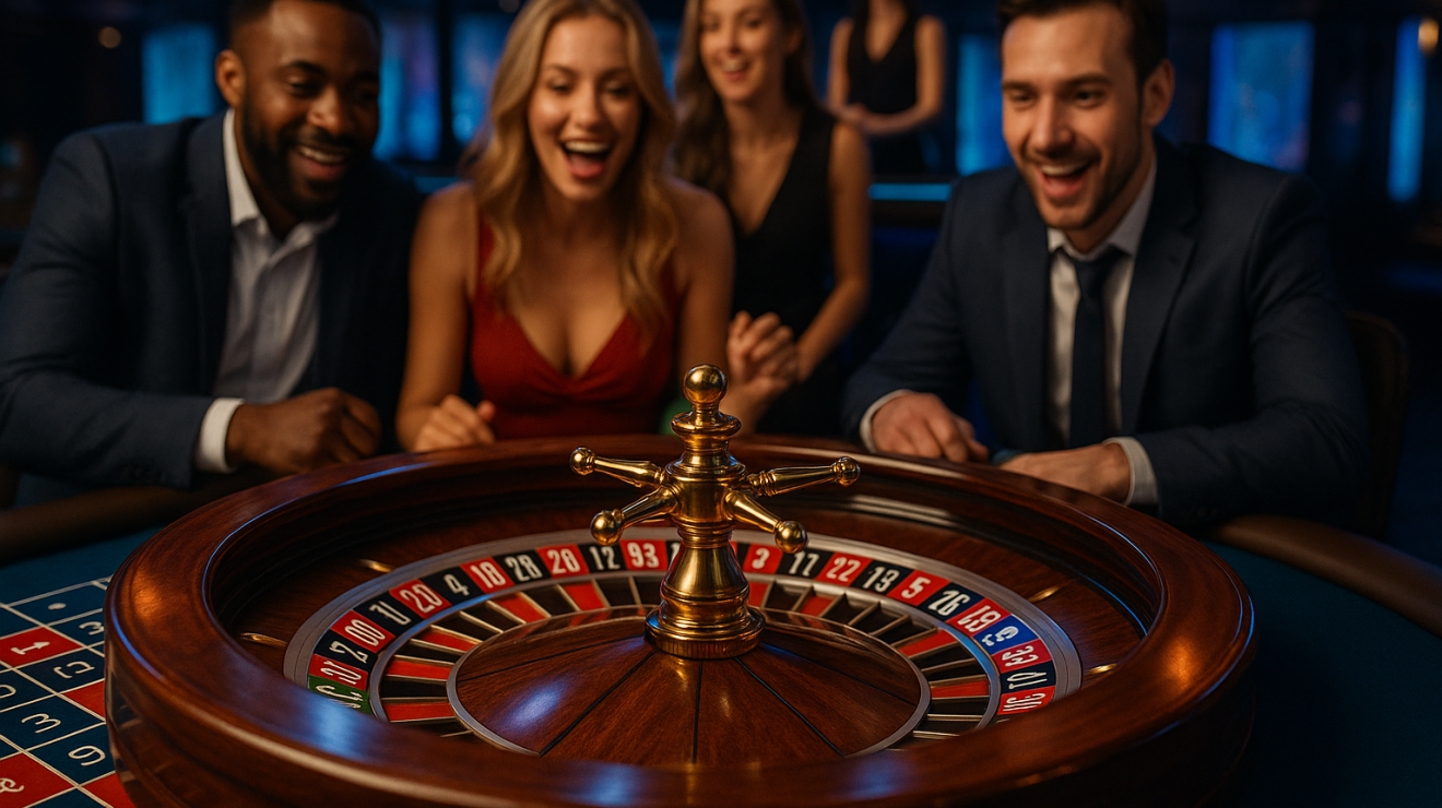 Online roulette wheel in a virtual casino setting
