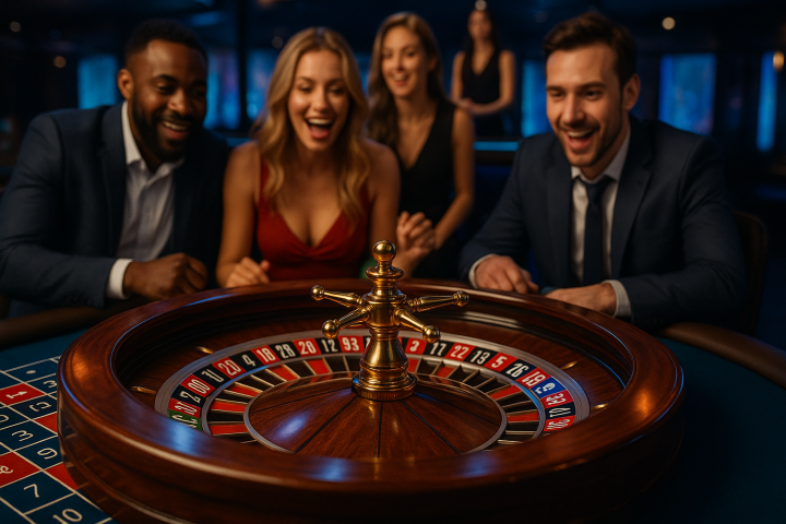 Online roulette wheel in a virtual casino setting